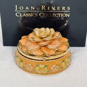 Vintage Joan Rivers Broach Trinket Box W/ Earrings & Necklace Rare FULL SET